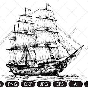 Pirate Ship Svg, Ship Svg, Sail boat Svg, Pirate Ship Clipart, Pirate Ship png, Sea Ship Svg, Pirate Ship Shirt, Pirate Png, Frigate