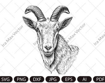 Goat Head SVG: Farm Animal Clipart, Silhouette (Digital Download)