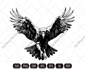 Raven Svg, Raven Silhouette Dxf, Raven Clipart, Crow Svg, Bird Svg ...