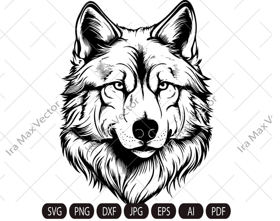 Wolf Face SVG File ,wolf Head Svg , Wolf Svg , Wolf Clipart , Mountain