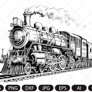 Steam locomotive retro vector. Vintage transport old train.Train retro SVG PNG