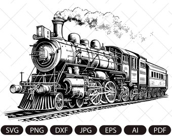 Steam locomotive retro vector. Vintage transport old train.Train retro SVG PNG