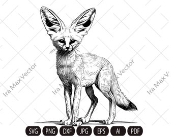 Fennec Fox SVG,Fennec Fox Face SVG, Fennec Fox face clipart,Fennec Fox SVG sitting,Fennec Fox shirt design, printable art, Laser Cut File