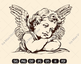 キューピッドの赤ちゃん天使と弓と矢 svg png dxf eps pdf 透明