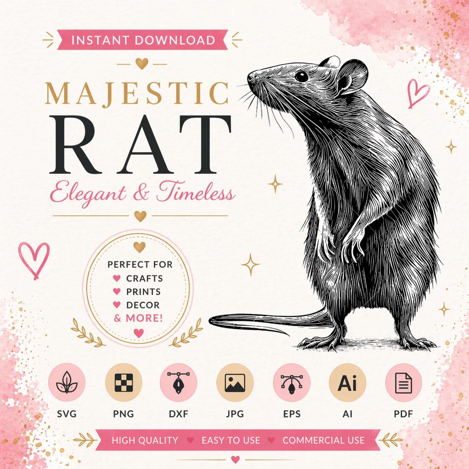 Rat Svg, Rat Clipart, Rat Png, Rat Head, Rat Cut Files, Rat Sublimation ...