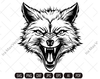 Cara de zorro enojado SVG / Cabeza de zorro SVG / Zorro SVG / Mascota de zorro SVG / Zorro imprimible / DESCARGA INSTANTÁNEA