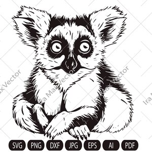Lemur SVG, Lemur Clipart, Hand Drawn Lemur Vector Illustration, Lemur Engraving,Lemur head svg,Lemur face