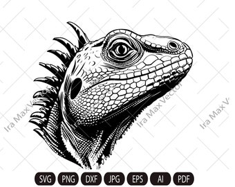 Lucertola carina svg, faccia di lucertola svg, testa di lucertola, faccia di iguana svg png, carino CAMALEONTE SVG, Animali rettili