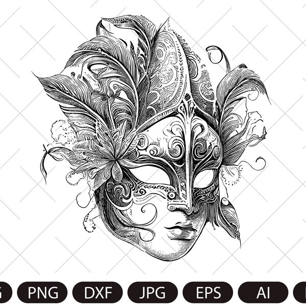 Carnival Mask Svg File, Masquerade Svg, Theater Mask svg, Carnival Mask ClipArt, Mardi gras svg, Mask Silhouette, Venetian mask Png, Mask