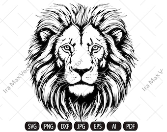 Cara de león svg, cabeza de león svg, león svg, rey león svg, mascota león svg, león svg, cabeza de león, león imprimible, DESCARGA INSTANTÁNEA