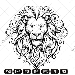 ライオンの顔 svg / ライオンの頭 svg / ライオンの紋章 / ライオン svg / ライオンキング svg ライオンのマスコット svg / レオ svg / ライオンの頭 / ライオンの印刷可能