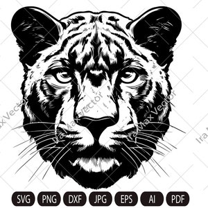 Cara de pantera SVG, Cabeza de pantera SVG, Pantera SVG, Mascota de pantera SVG, Pantera DXF, Pantera PNG, Pantera Clipart, Archivos de pantera, EPS