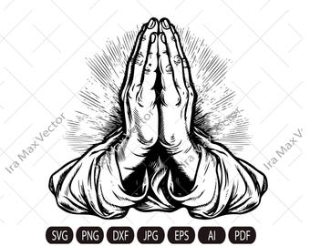 Bidden handen silhouet SVG / biddende handen png-ontwerp / Vector biddende handen / christendom SVG / geloof in God
