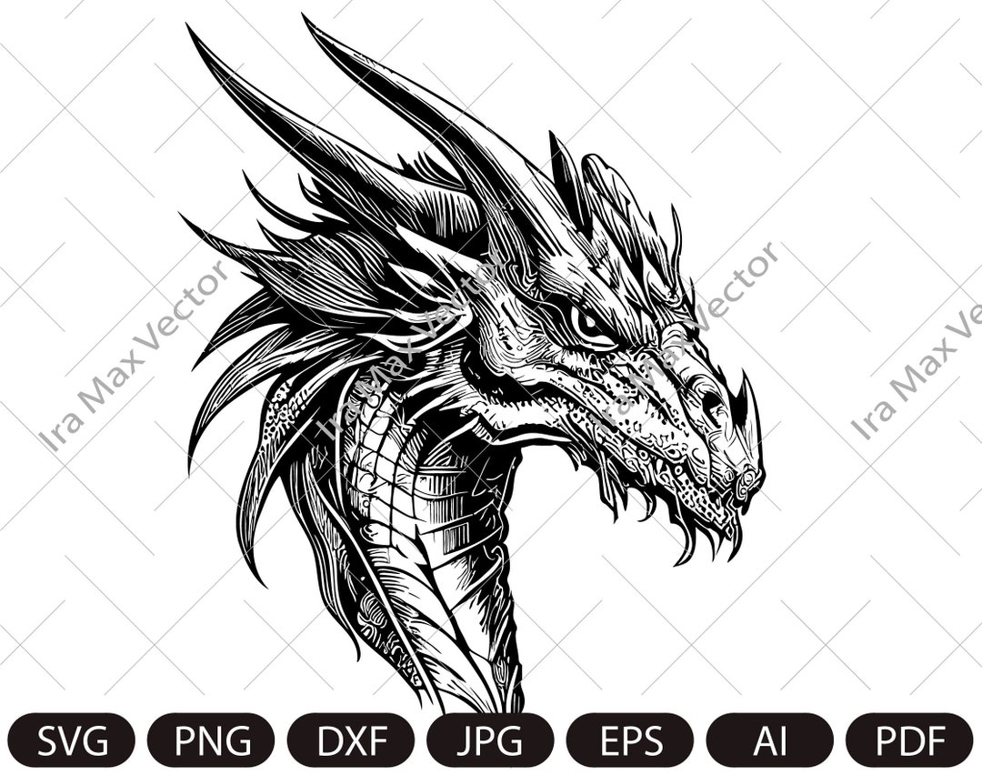 Dragon SVG, Tribal Dragon Svg,dragon Face , Dragon Tattoo Svg, Dragon ...