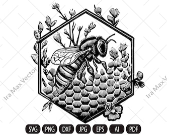 Bee, honey bee, bumblebee svg png jpg clip art silhouette cutting machine cut file