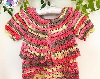Childs Cardigan & Top/Dress Crochet Pattern Bundle, 18'' to 24'' chest