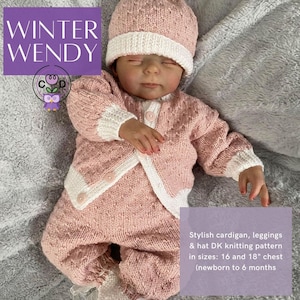 Baby Cardigan Set Knitting Pattern PDF Download, Baby leggings, Hat for baby