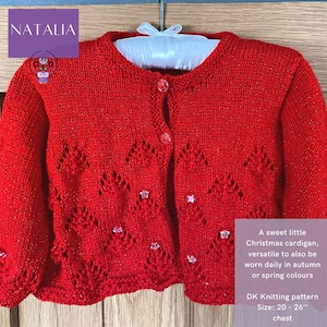 Natalia - Child&#39;s Christmas Cardigan in sizes 1 to 4 yrs