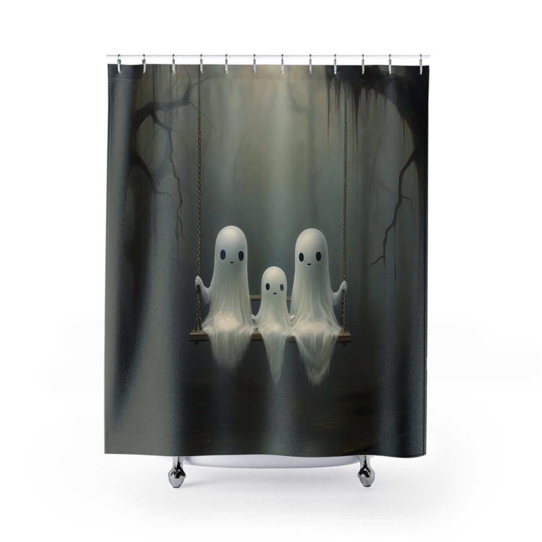 Swinging Ghosts Shower Curtainghost Swing Halloween Shower Etsy
