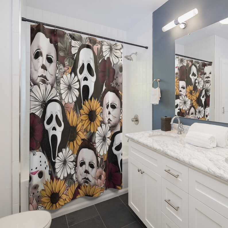 Jason Voorhees and Michael Myers Floral Shower Curtain Horror Etsy