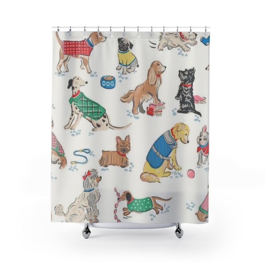 Cute Dogs Shower Curtain Waterproof and Durable Dog Lover Etsy