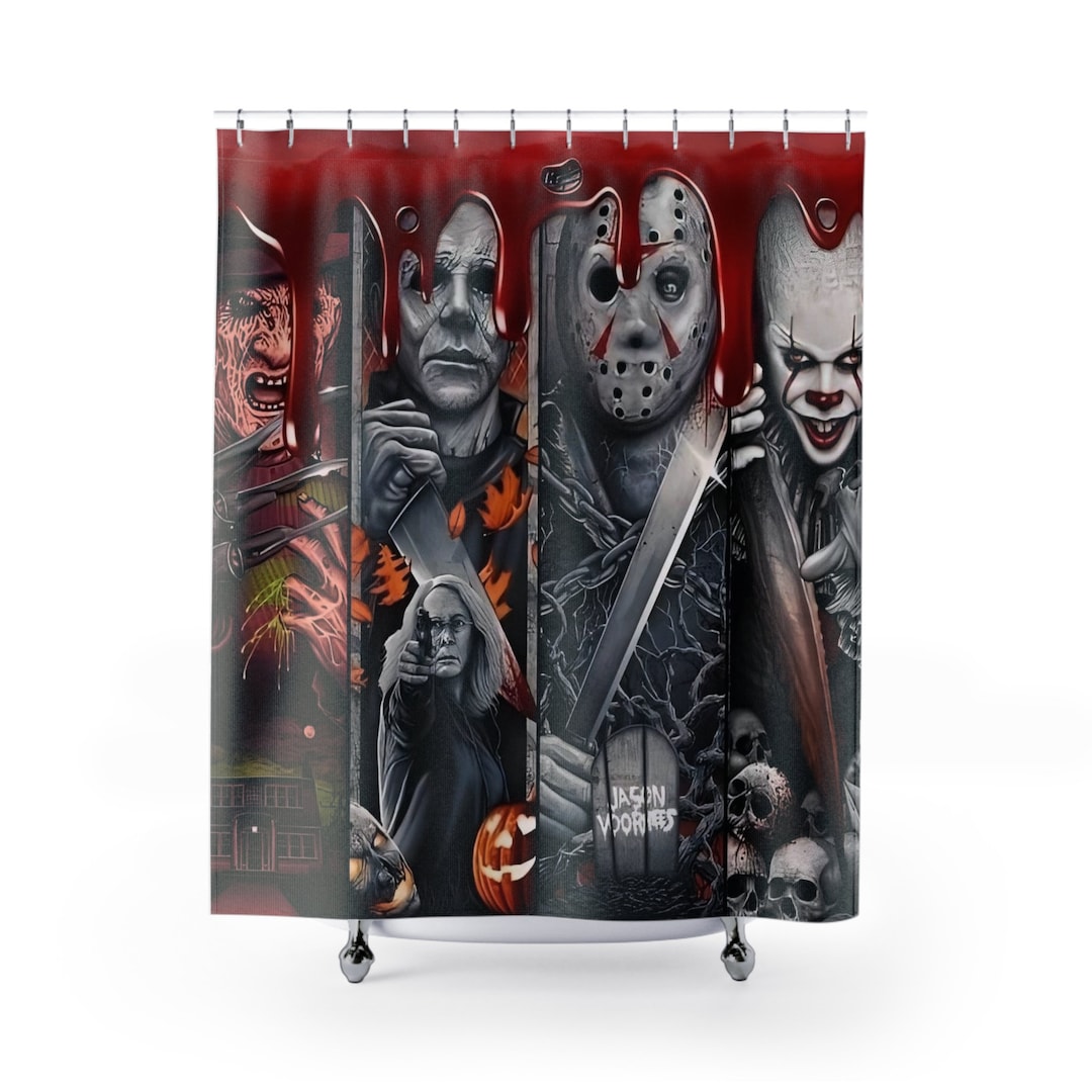 Jason Voorhees Shower Curtain Pennywise Halloween Design Etsy