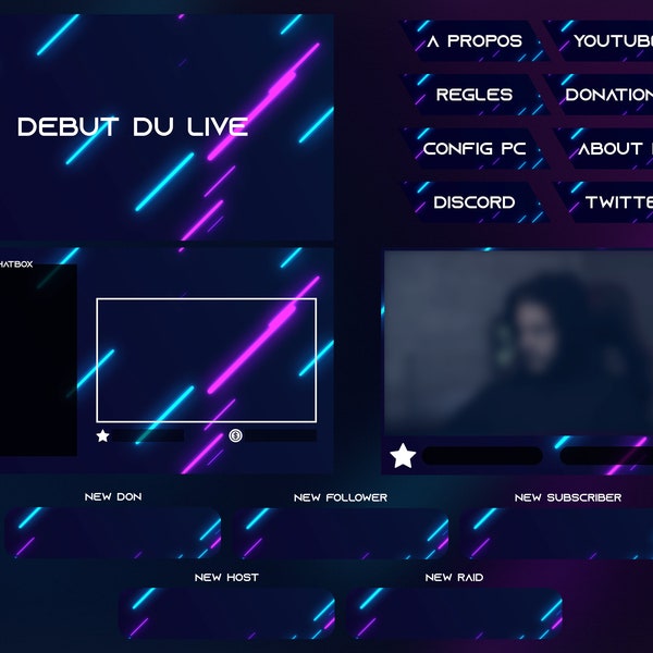 Neon Infinity - Animated Stream Pack Twitch | Overlays, Screens, Panels, Alerts, Transitions