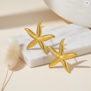 Seestern Muschel Ohrringe für Frauen, Edelstahl Strand baumeln, Küsten Sommer Schmuck