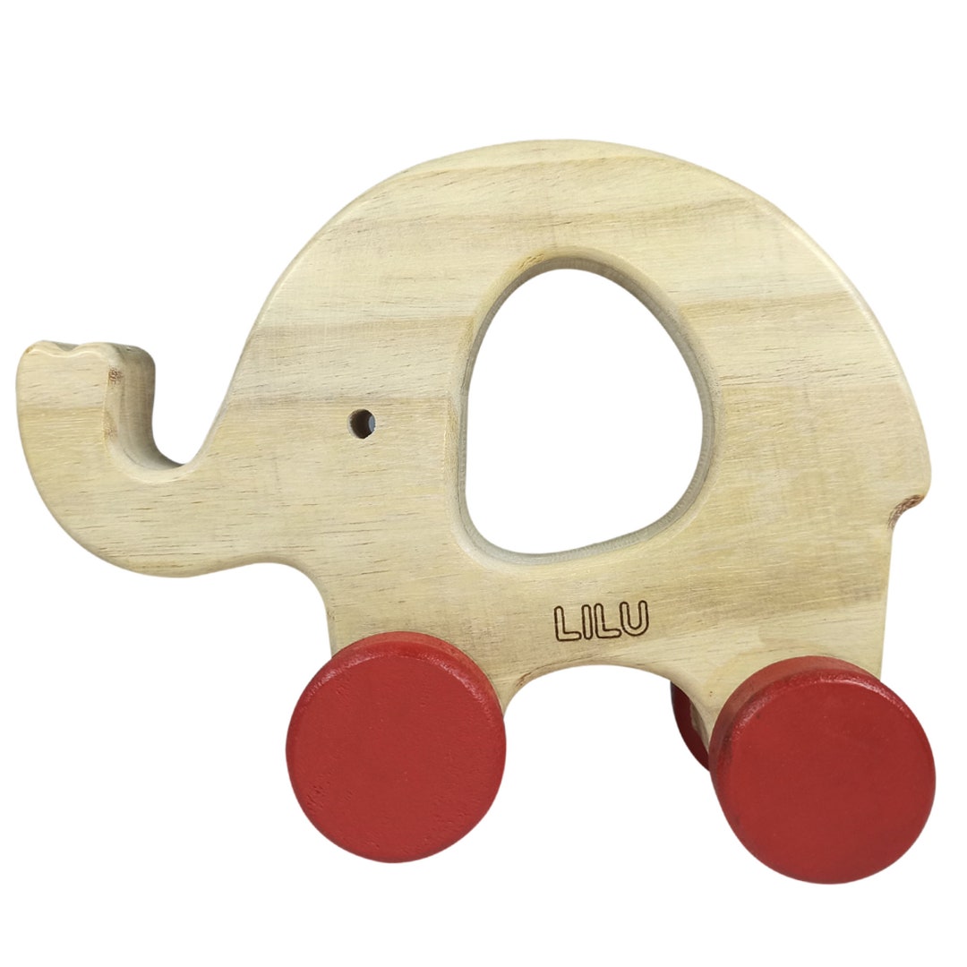 Lilu the Elephant Wooden Push and Pull Toddler Toy Etsy