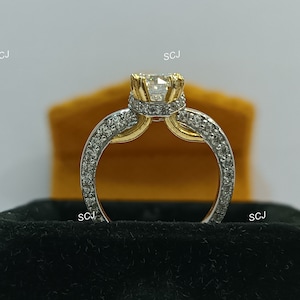 Vintage & Antique 1930s Art Deco Edwardian 2.0 Carat Total Weight Old European Cut Diamond Engagement Ring in 925 Sterling Silver,gift