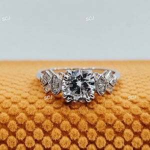 1930s Vintage 1.80 CT White Round Cut Diamond Engagement Wedding Ring In 925 Sterling Silver,Edwardian Ring,Antique Engagement Ring,Art Deco