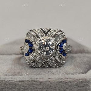 Antique 1.20 Ct White Round Cut Diamond Engagement Wedding Ring In 925 Sterling Silver,Vintage Engagement Ring,Art Deco Ring,Gift For Her