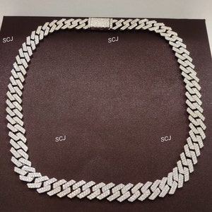 Cuban Link Chain,12 MM Fully Iced Out Miami Prong Cuban Chain,Hip Hop Chain,925 Sterling Silver Cuban Chain,Gift For Him,Miami Cuban Chain