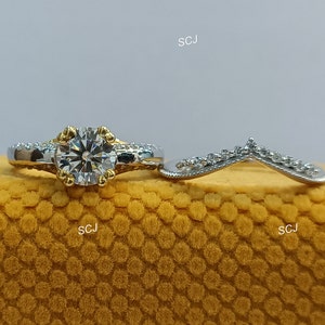 1930s Vintage 2.0 Ct White Round Cut Diamond Engagement Wedding Ring Set In 925 Sterling Silver,Antique Engagement Ring,Edwardian Ring,Gift