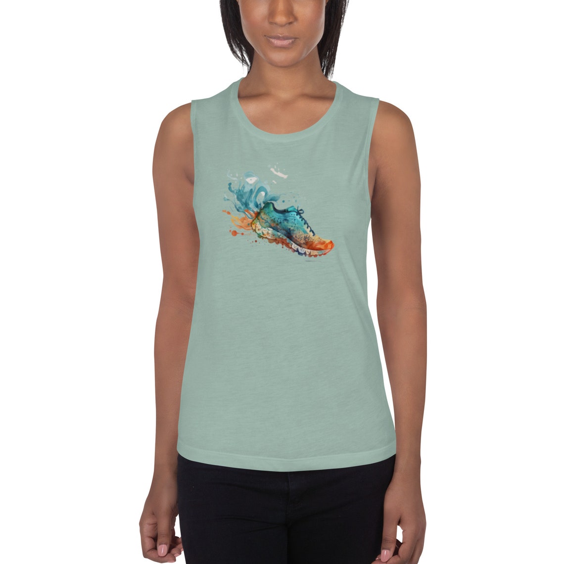 Muscle Tank - Unique Running Watercolor Print - Workout Tank - Perfect ...