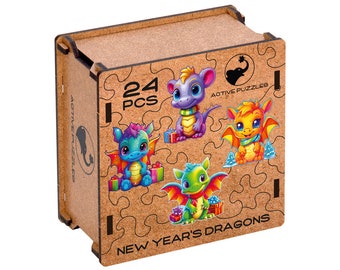 Active Puzzles | New Year's Dragons 4 in 1 Wooden Puzzle