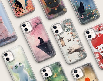 Japanese Cat Phone Case Kawaii Kitty Art Soft Gel Cover for iPhone Samsung  Pixel