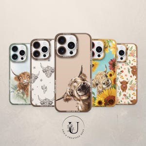 Highland Kuh Handyhülle Personalisierte Abdeckung für iPhone 16Pro Max, 15, 14Plus, 13mini, 12 Samsung S25Ultra, S24Fe,S23Fe,A56,A55,A36,A15