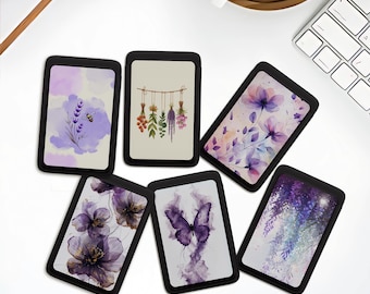 Purple Flower Leather MagSafe Wallet: Watercolor floral iPhone Card Holder