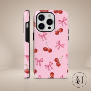 Coquette phone case Cherry Themed TOUGH Cover for iPhone 16 Pro Max, 15 Plus,14,13, 12,11, XS Samsung S24,S23,A55, A54, S25 Pixel 9Pro,8