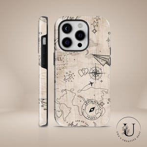 Travel phone case World Map TOUGH Cover for iPhone 16 Pro Max, 15 Plus, 14, 13, 12, 11, XS Samsung S24, S23, A55, A54, S25 Pixel 9Pro, 8