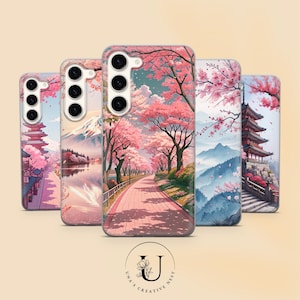 Sakura Phone Case Japanese Landscape Cover for Samsung Galaxy S25 Ultra,S25+,A05,A56,A35,S26,A36 Google Pixel 10,9 iPhone 17,16 Pro,15,14,13