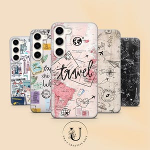 Travel Phone Case: World Map Collage, Adventure Theme iPhone, Samsung & Pixel
