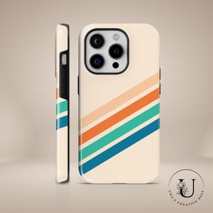 Retro stripes phone case Aesthetic TOUGH Cover for iPhone 16 Pro Max, 15 Plus,14,13, 12,11, XS Samsung S24,S23,A55, A54, S25 Pixel 9Pro,8