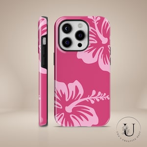 Custodia per telefono rosa ibisco, custodia minimalista TOUGH Cover per iPhone 16 Pro Max, 15 Plus, 14, 13, 12, 11, XS, Samsung S24, S23, A55, A54, S25 Pixel 9Pro