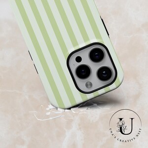 Sage green phone case Classic Striped TOUGH Cover for iPhone 16 Pro Max, 15 Plus,14,13, 12,11 Samsung S24,S23,A55, A54,S25 Pixel 9Pro,8