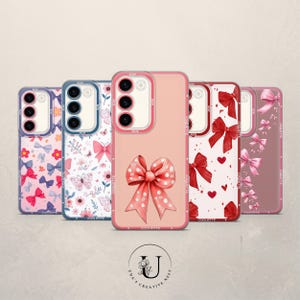 Coquette Phone Case Girly Pink Bow Personalized Cover for Samsung S25Ultra, S24Fe,S23Fe,A56,A55,A36 iPhone 16Pro Max,15,14 Plus,13,12