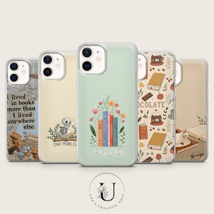 Custodia per telefono Book Lover, custodia minimalista per iPhone 16 Pro, 15, 14, 13, Google Pixel 9, 8, 7A, 6A, Samsung Galaxy S25 Ultra, S25, A36, A56, A26