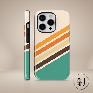 Retro stripes phone case Aesthetic TOUGH Cover for iPhone 16 Pro Max, 15 Plus,14,13, 12,11, XS Samsung S24,S23,A55, A54, S25 Pixel 9Pro,8