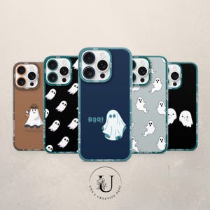 Ghost Phone Case Spooky Cute Personalized Cover for iPhone 16Pro Max, 15,14Plus,13mini, 12 Samsung S25Ultra, S24Fe,S23Fe,A56,A55,A36